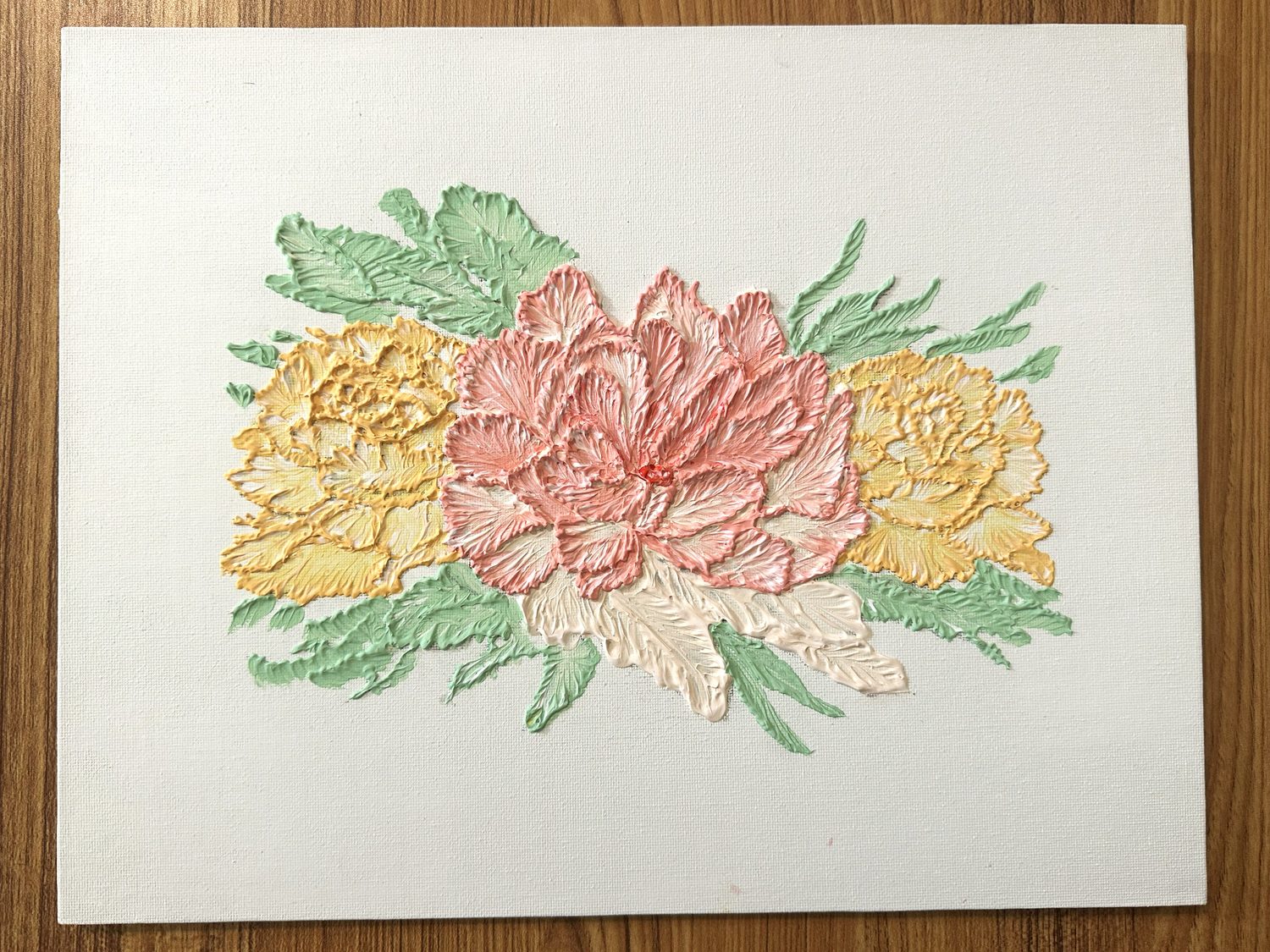 Blush & Gold - Textured Floral Painting