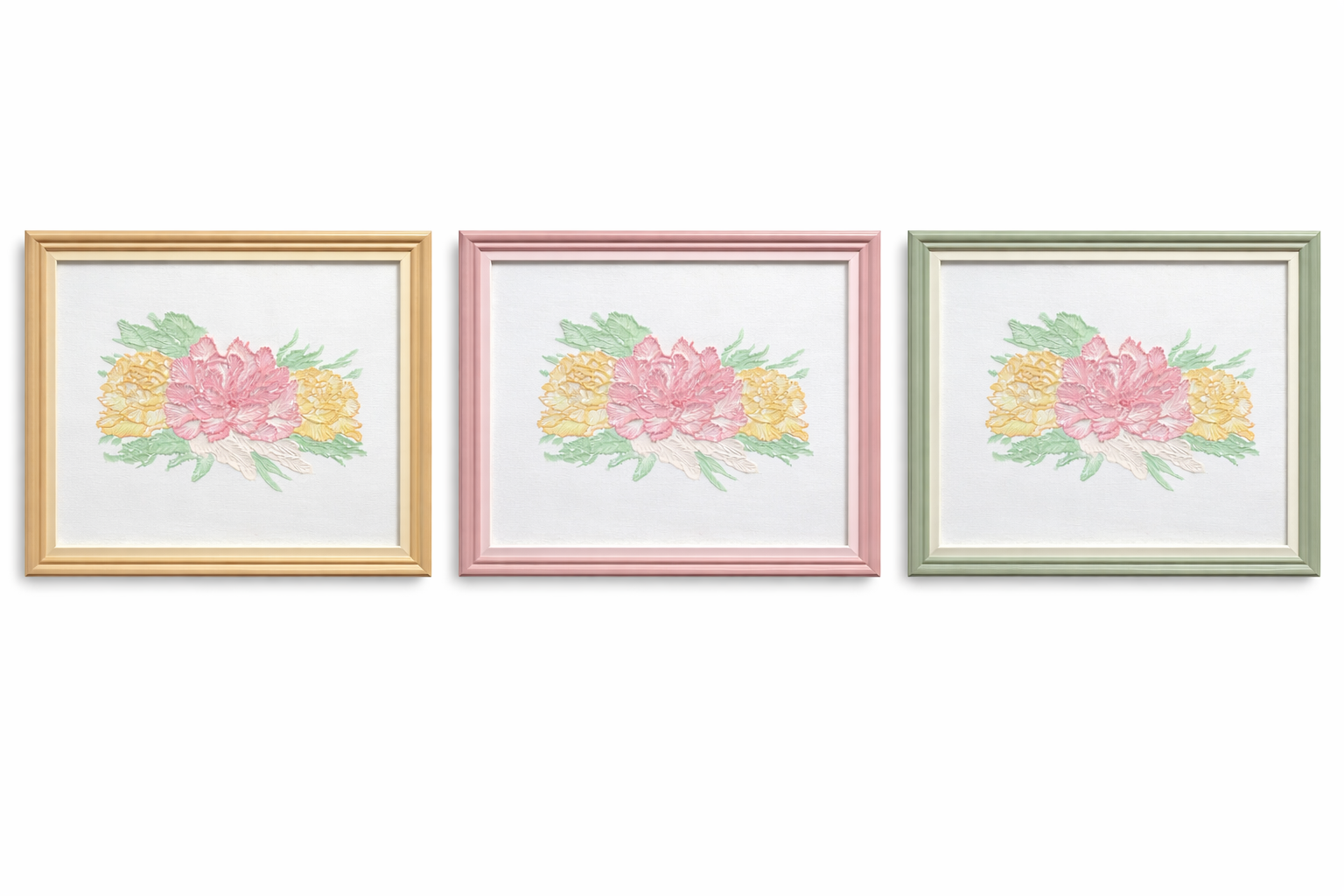 Blush & Gold - Textured Floral Painting — image 2